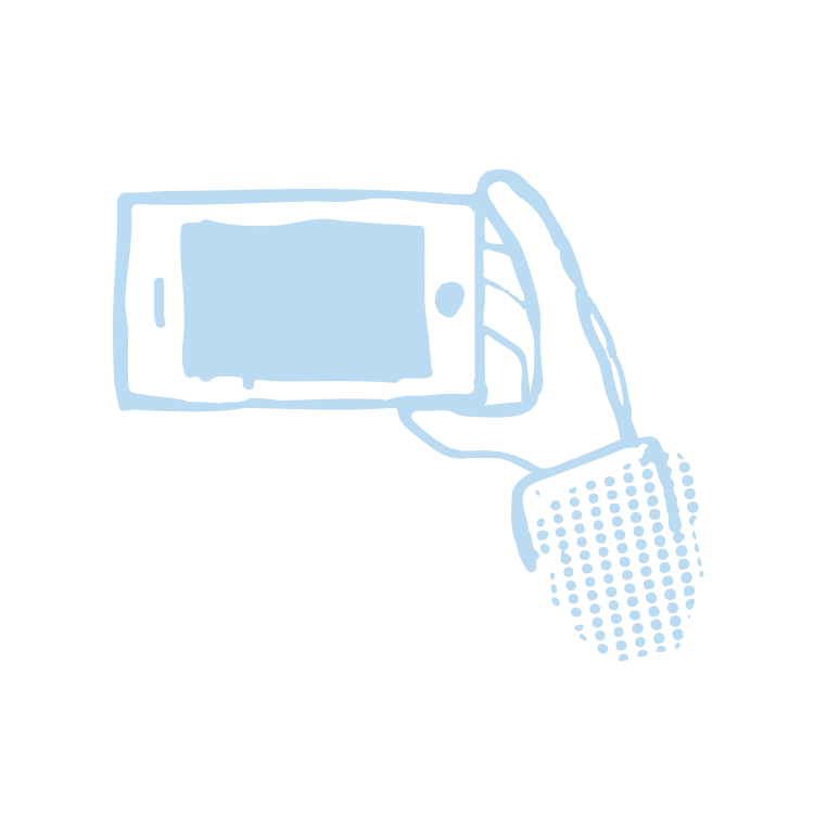 Icon of hand holding a smartphone, representing The People Place's media recruitment services.